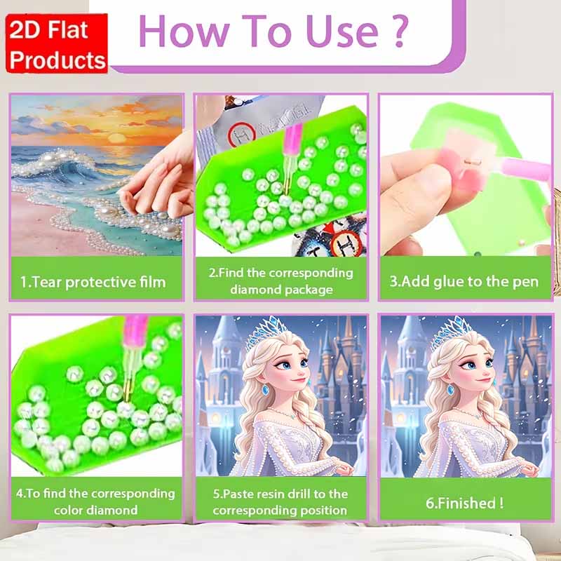 Disney Жемчужная живопись Замороженная Эльза Сделай сам Жемчужное искусство Жемчужная живопись Набор для жемчужной живописи Жемчужное искусство Живопись на стену Подходит для украшения дома и офиса Ручная работа Подарки