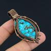 Tibetan Turquoise Pendant, 999 Copper Wire Wrapped Gemstone Jewelry, Handmade Pendant, For Thanksgiving