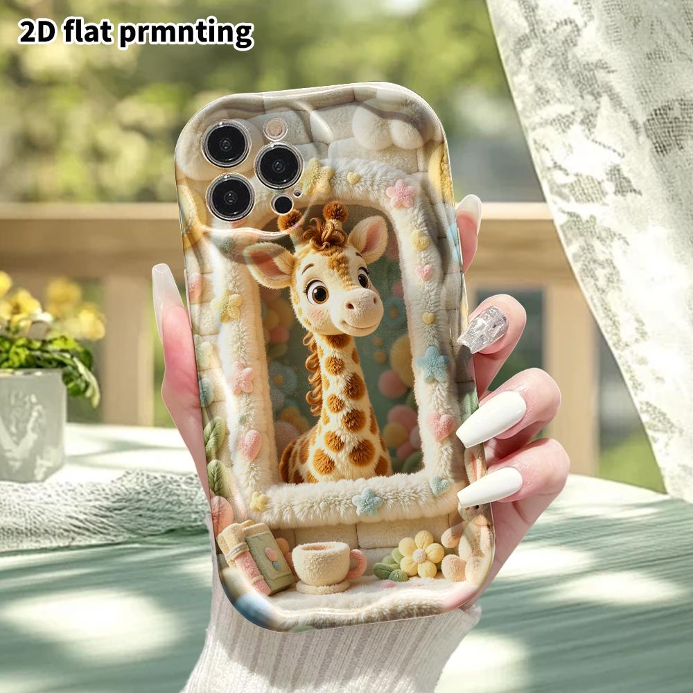 Phone Case: 2D flat, suitable for iPhone 18 17 16 15 14 13 12Pro protective case, giraffe by the window, perfect Christmas and Halloween festival gift