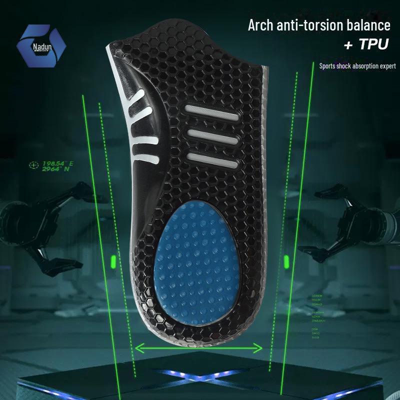 Ортопедические спортивные стельки при плоскостопии: Удобный, антибактериальный, дышащий, высокоэластичный, поглощающий удары и пот.