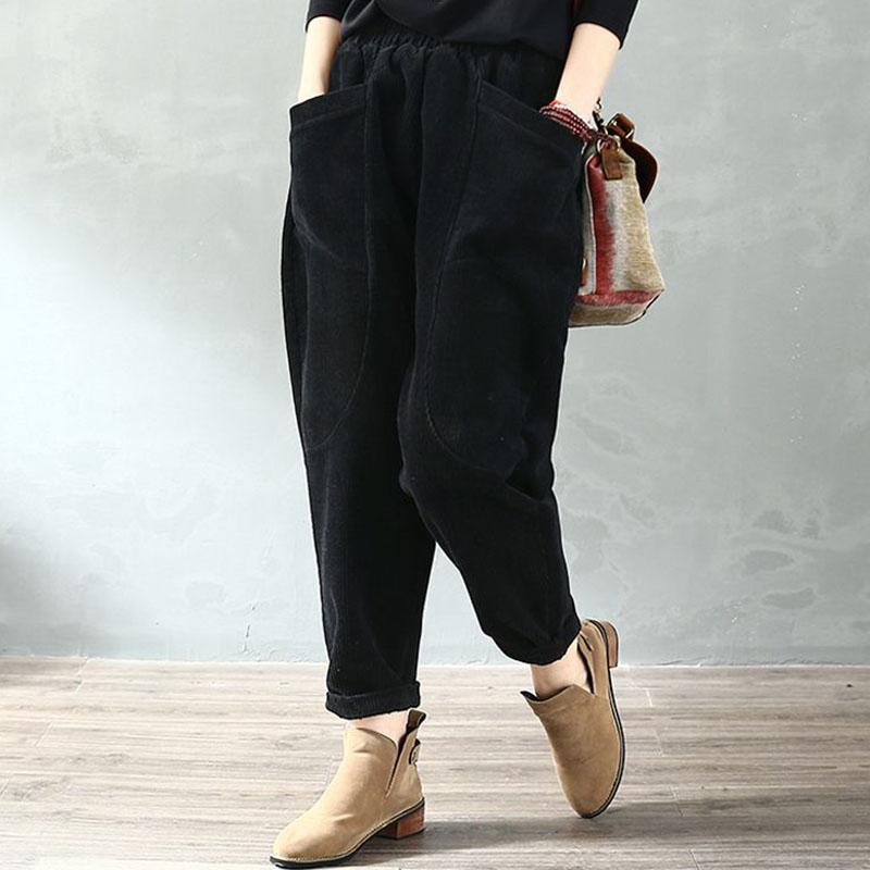 Зимние повседневные вельветовые шаровары женские модные свободные полосатые толстые спортивные брюки теплые простые элегантные брюки