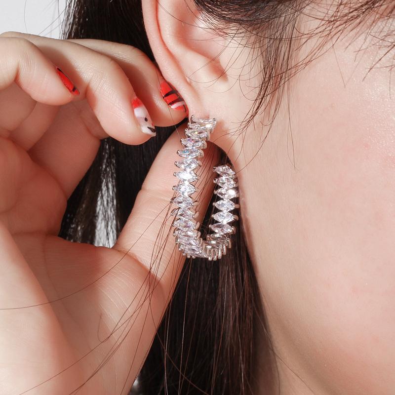 CMM Роскошные популярные мощеные циркониевые свадебные серьги-кольца модные женские вечерние украшения