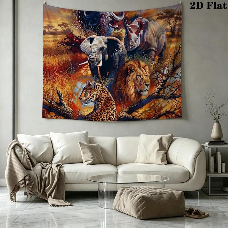 African Animals Wall Tapestry Aesthetic Wall Hanging Printed Fabric Blanket Decorative Tapestries for Bedroom Living Room Home Decor
