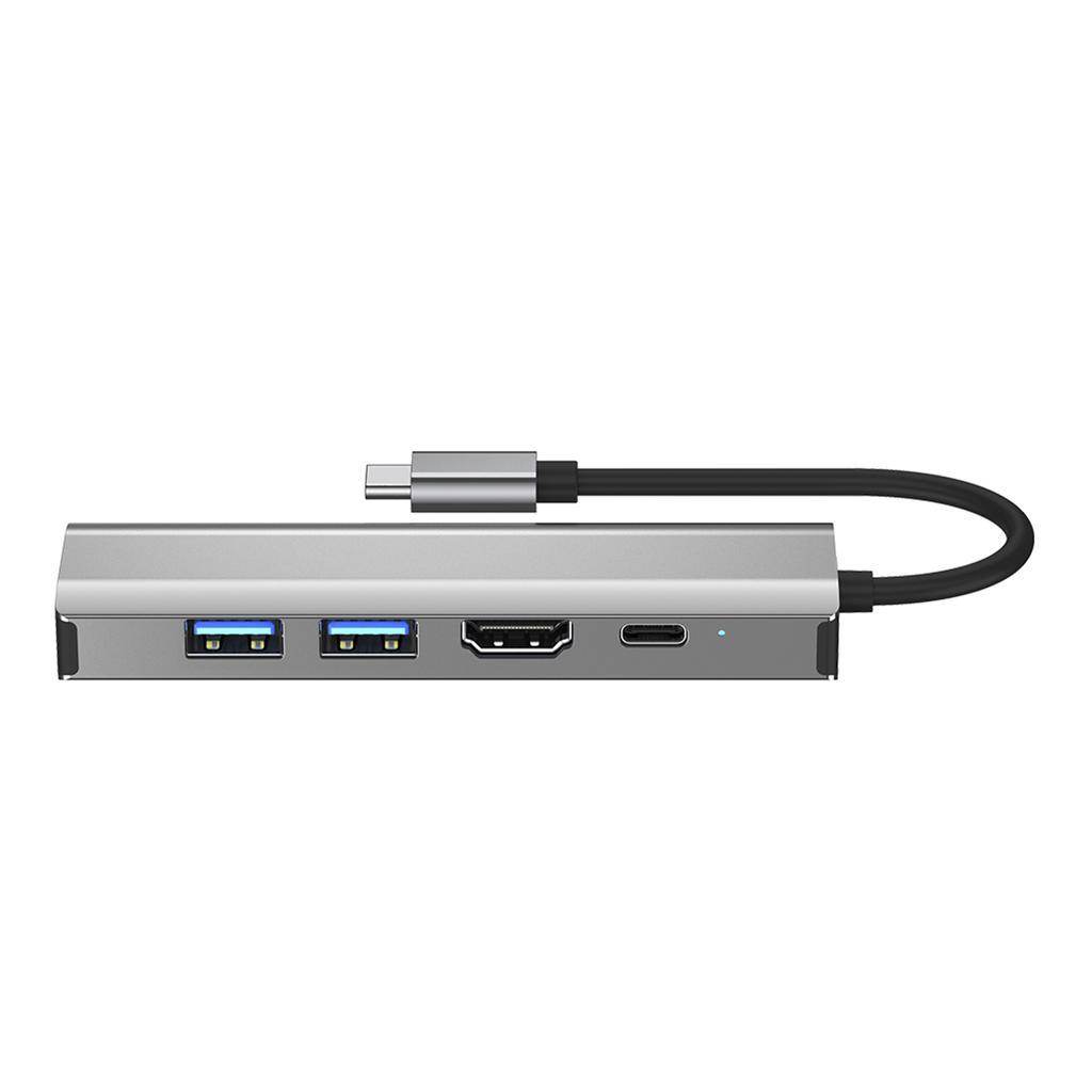 5-в-1 TYPE-C на USB3.0*1+USB2.0*1+PD100W/USB-C Data+HDMI+100M Сетевая карта ПК