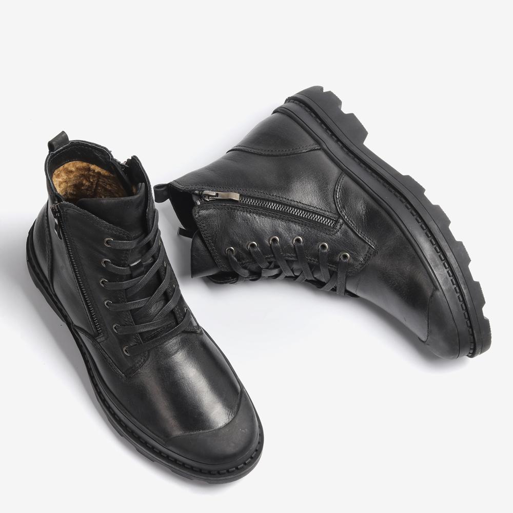 Мужские утеплённые кожаные ботинки