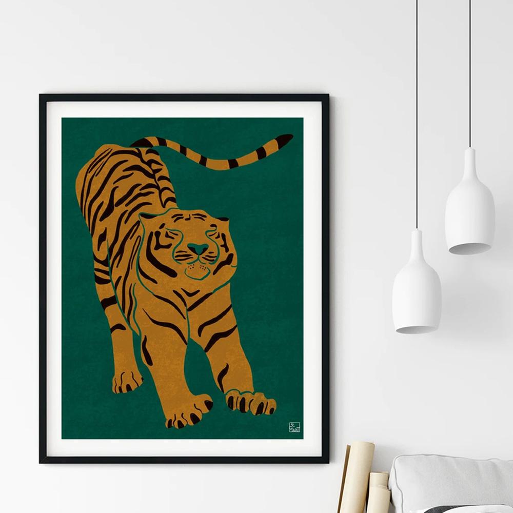 Nordic Abstract Animal Poster Красный Розовый Зеленый Тигр Не Теряет Сон Картина На Холсте Настенная Живопись Печать Картины Спальня Домашний Декор
