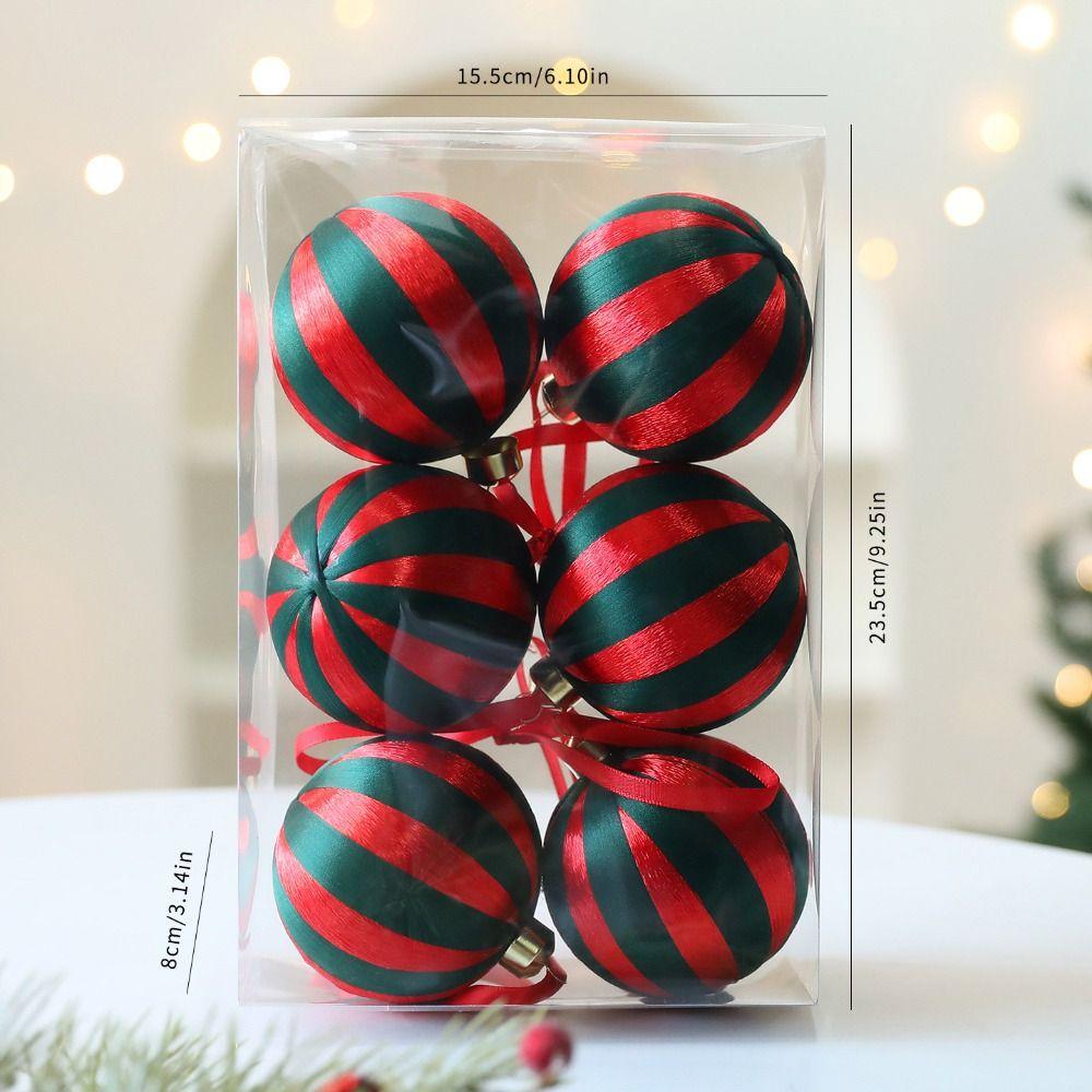 6Pcs Creative Christmas Ball Ornaments Elegant Shatterproof Christmas Tree Hanging Pendant Reusable 8cm