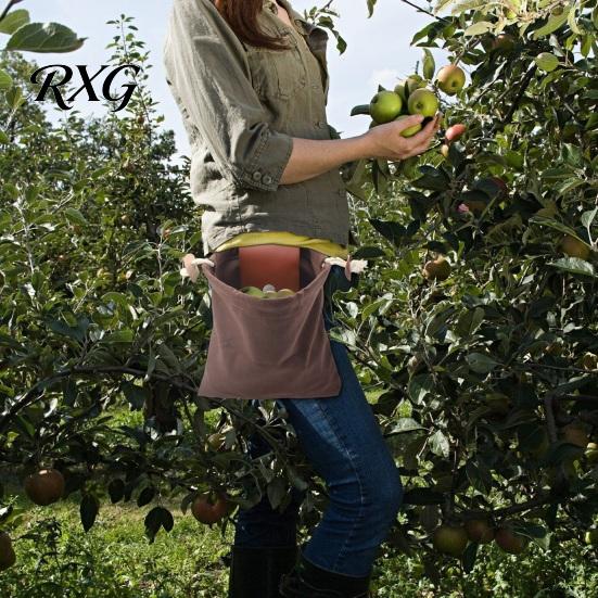 Portable Folding Pouch Collapsible Foraging Bag with Belt, Canvas And PU Leather Waist Lightweight Picking Apron Pouch, Adjustable Hands Free