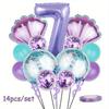 32inch Purple Number Shell Foil Balloon Girls Happy Birthday Balloons Set 1st 2nd 3rd 4th Birthday Balloon Set