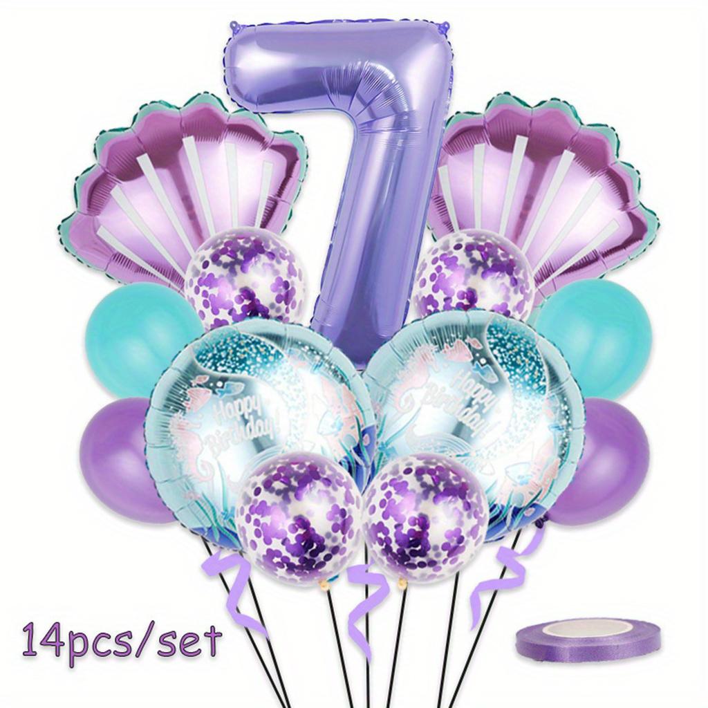 32inch Purple Number Shell Foil Balloon Girls Happy Birthday Balloons Set 1st 2nd 3rd 4th Birthday Balloon Set