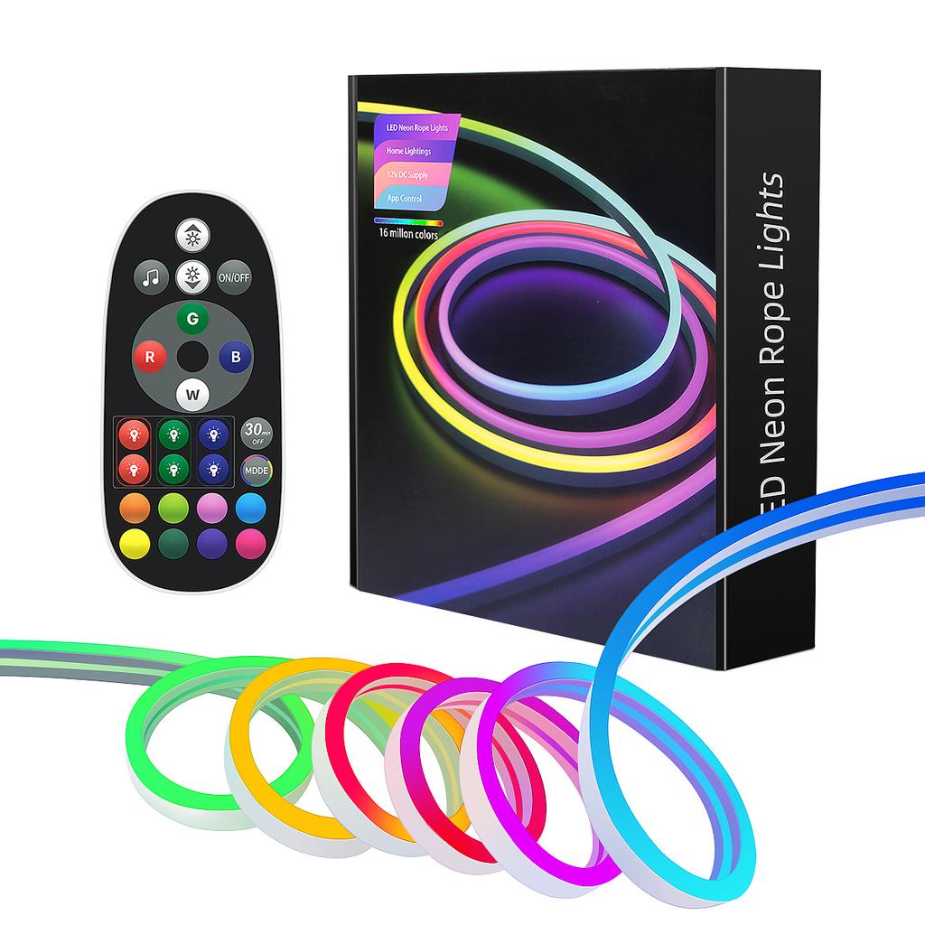 10 м USB RGB светодиодная неоновая лента, 5 В 72 светодиода/м силиконовый Bluetooth-шнур с пультом дистанционного управления, синхронизация музыки через приложение водонепроницаемый декор для подсветки телевизора