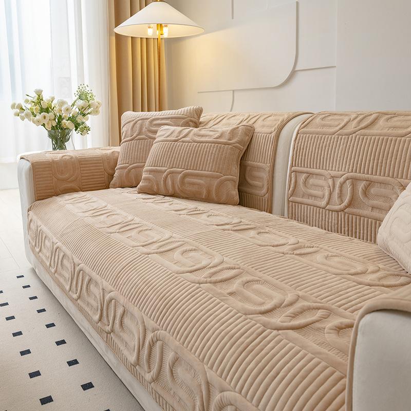 Подушка для дивана в кремовом стиле Four Seasons Universal Non-Slip Light Luxury Cushion Plush Non-Slip All-Inclusive Sofa Cover