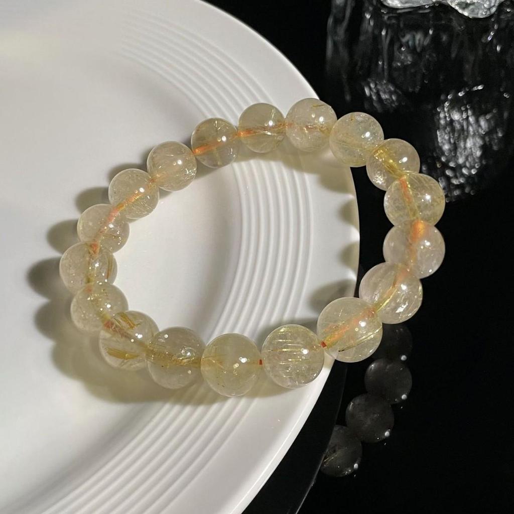 Jingxi Crystal Natural Venus Rutilated Quartz Bracelet - Golden Rutilated Quartz Beaded Bracelet