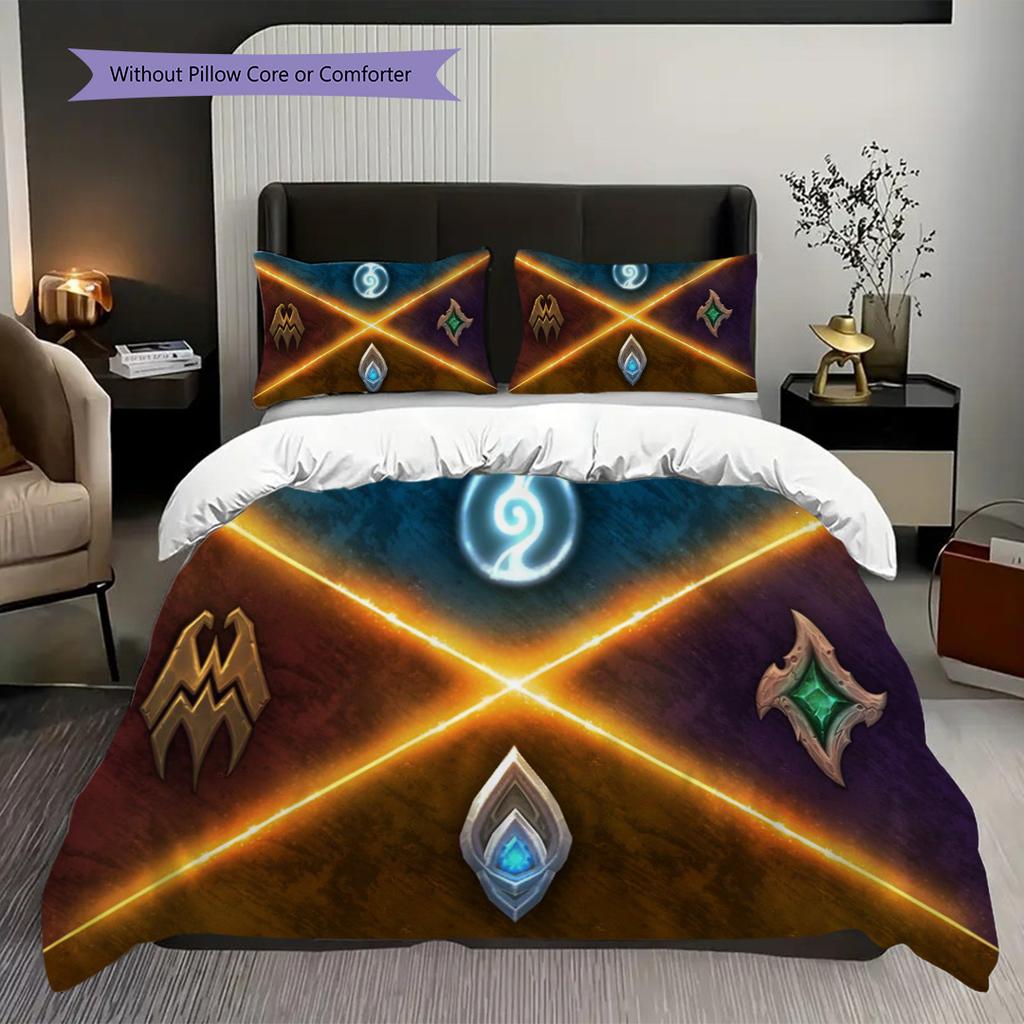 Fantasy Warriors Unite Bedding (1 * duvet cover + 2 * pillowcase, without core) 2D Flat Soft and comfortable Christmas birthday gift