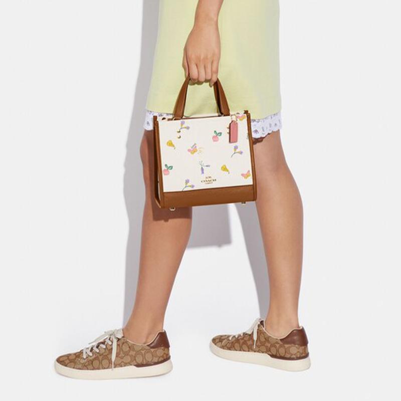 New COACH Dempsey Fabric With Cow Leather Tote Bag, Shopping Bag, Shoulder Bag, Crossbody Bag, Handbag Small Women's Brown C8253-IMTVF