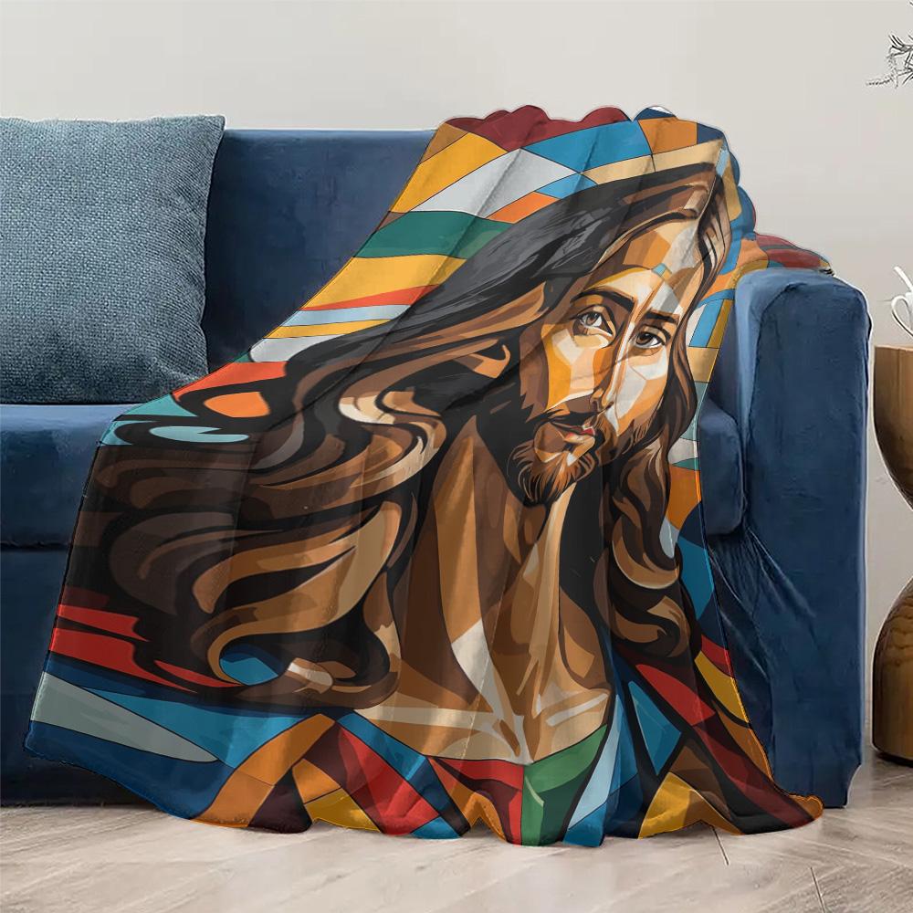 Tuniu Religious Figure Fleece Blanket Sofa Bed Throw Autumn Winter Warm Decorative Gift