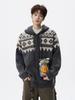 Унисекс тяжелый вязаный кардиган с капюшоном в стиле Fair Isle для осени/зимы