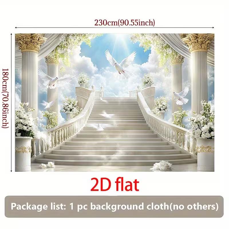 2D Angelic Stairway to Heaven Backdrop for Baptism & Christening
