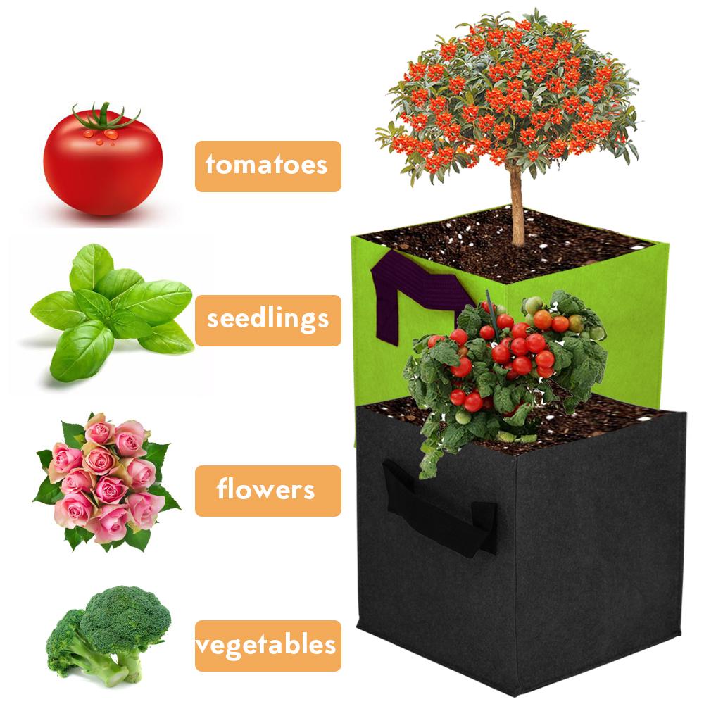 Квадратные тканевые мешки для выращивания растений Воздухопроницаемые горшки для растений с ручками Контейнеры для посадки цветов Сумка для выращивания овощей