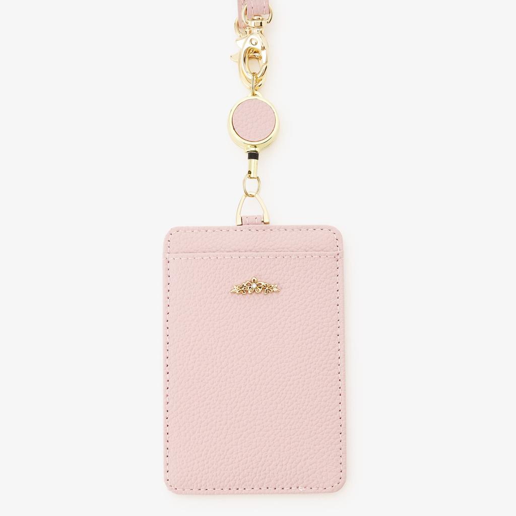 Afternoon Tea LIVING HQ43 Leather Cord Reel Pass Case with Flower Charm / Afternoon Tea PREMIUM, Pink