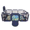 Baby Playpen Big Size Playground with 100 Balls for Kids, Dark Blue:turquoise/blue/yellow/transparent