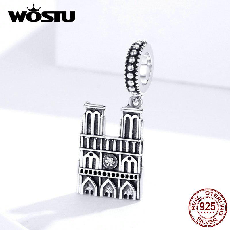 WOSTU 100% стерлинговое серебро 925 пробы Нотр-Дам де Пари, подвеска, подходит для оригинального браслета, подвески