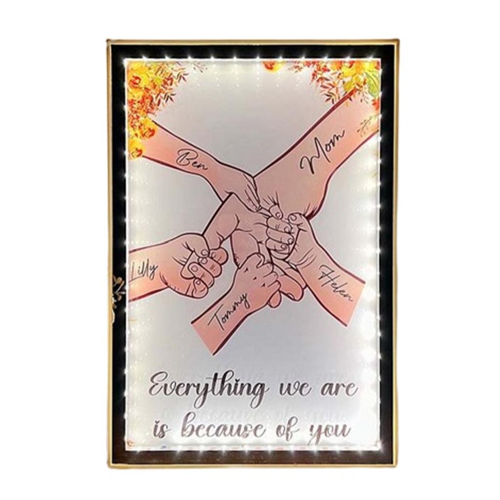Acrylic Light Up Picture Frame Mother Day Holding Hands Frame Light Unique Design for Women Grandma Birthday Christmas Gift