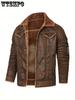 Мужская куртка из искусственной кожи - флисовая термоодежда на пуговицах для зимы Мужская одежда - искусственная кожа и флис - идеально подходит для холодной погоды