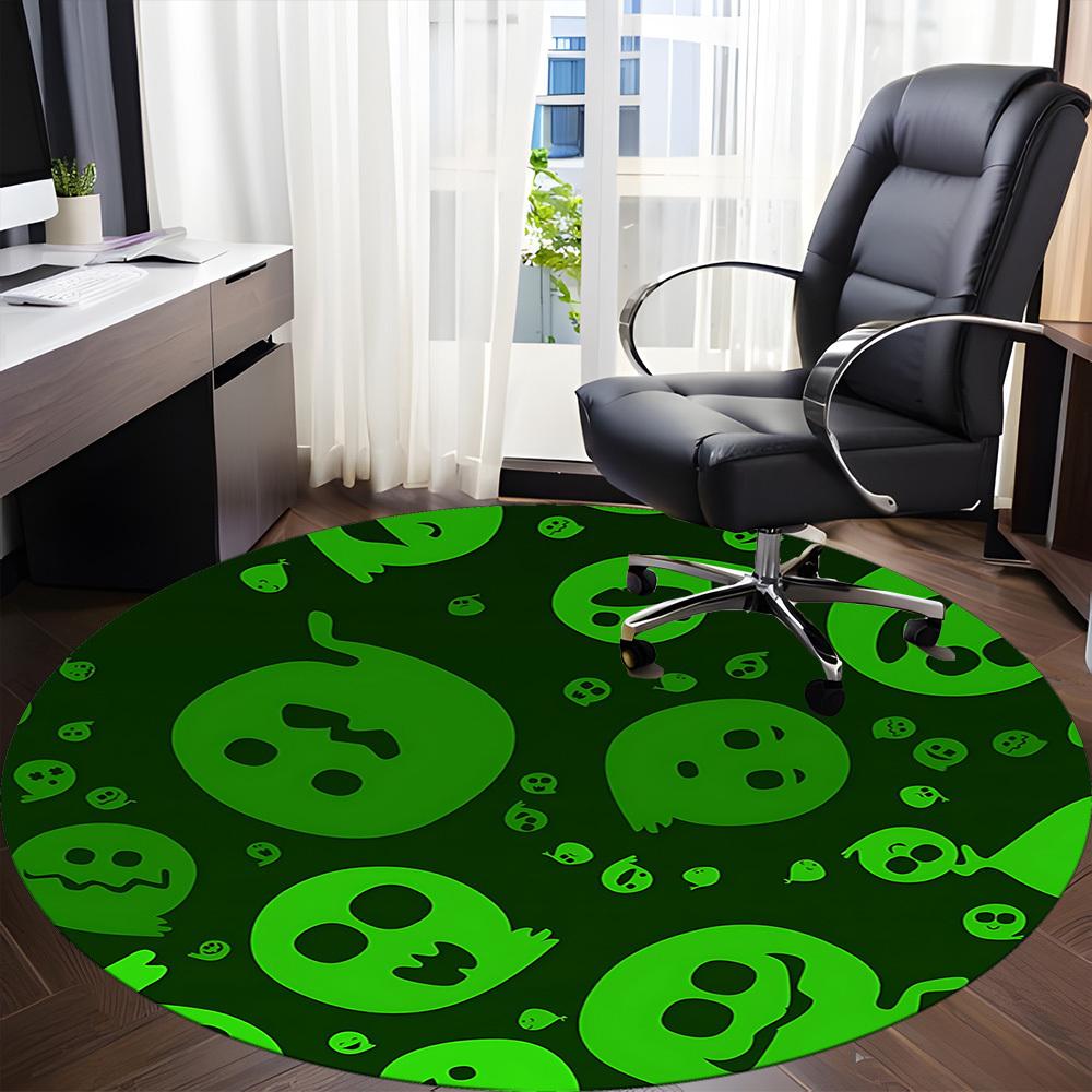 1pc Ghostly Fun Office Round Area Rug, Indoor Mat Suitable For Office, Under Office Chairs Bedroom Living Room Home Decor, Room Deco