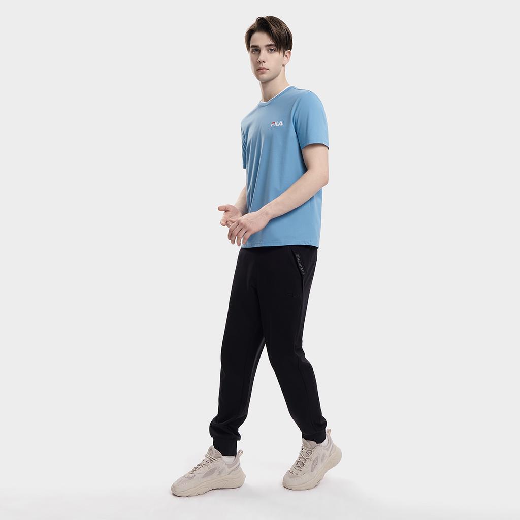 Fila Fashionable Simple Loose Printed Round Neck Knitted Short Sleeve T-Shirt Men Tops Ocean-Blue F11M338114F-BU