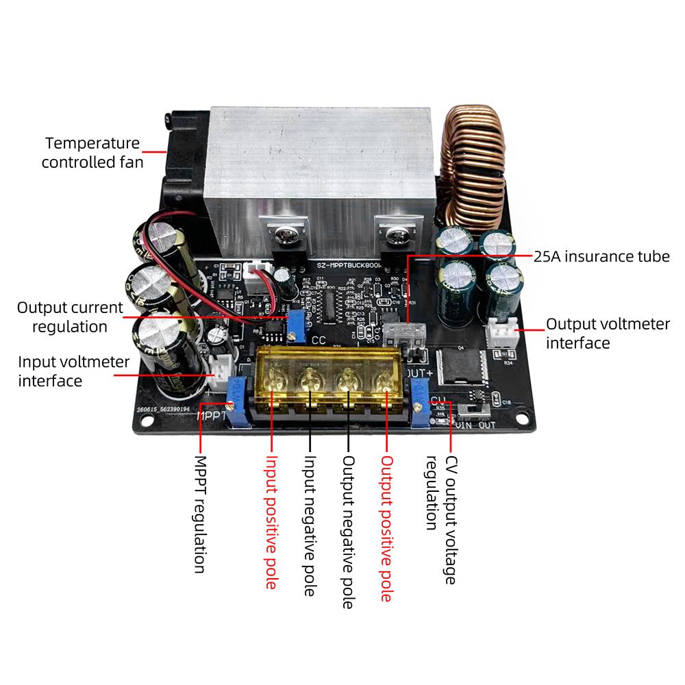 811W 11A Блок питания с защитой от обратного тока, Регулируемый DC-DC 18-91V в 1-61V Понижающий Buck-преобразователь, MPPT Контроллер заряда от солнечных батарей