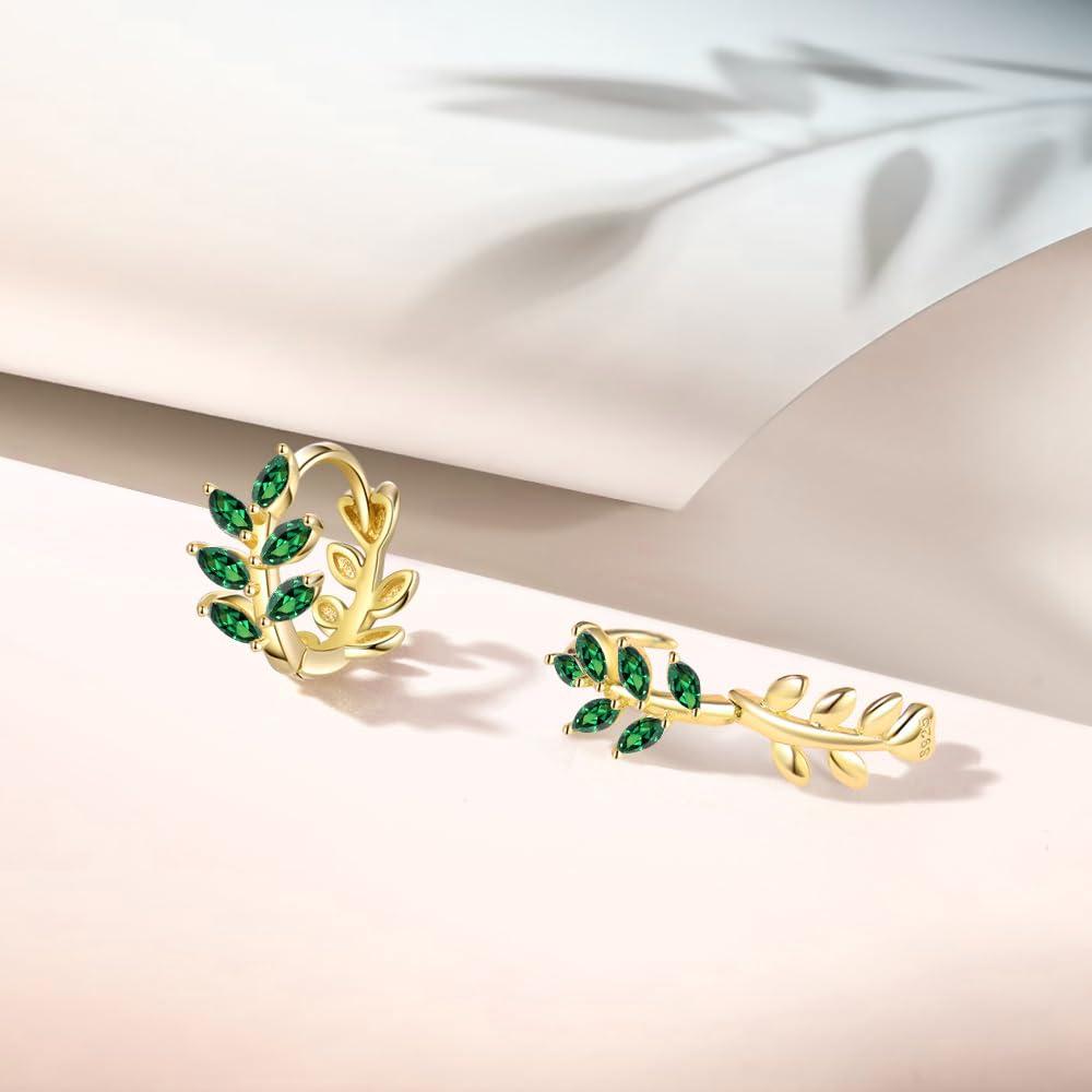 Бесплатные серьги-птички изумруд для женщин Покрытие из 18-каратного золота Гипоаллергенные серьги-кольца Золото Популярные серьги с камнем мая кольцо лист откидные Подарок на день