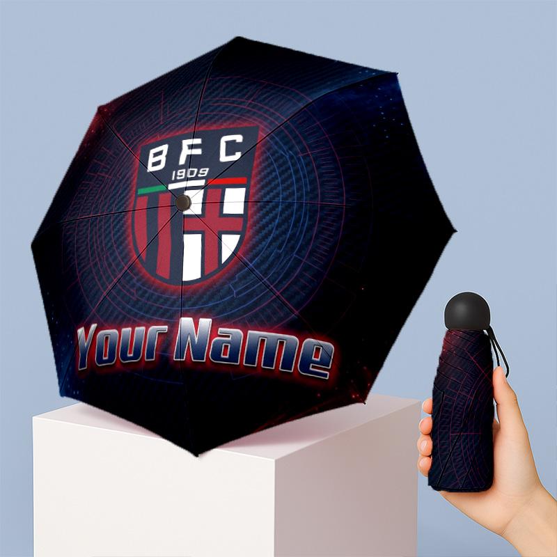 Bologna FC Manual Five Fold 8 Rib Umbrella Support Custom Text, Lightweight Travel Umbrella