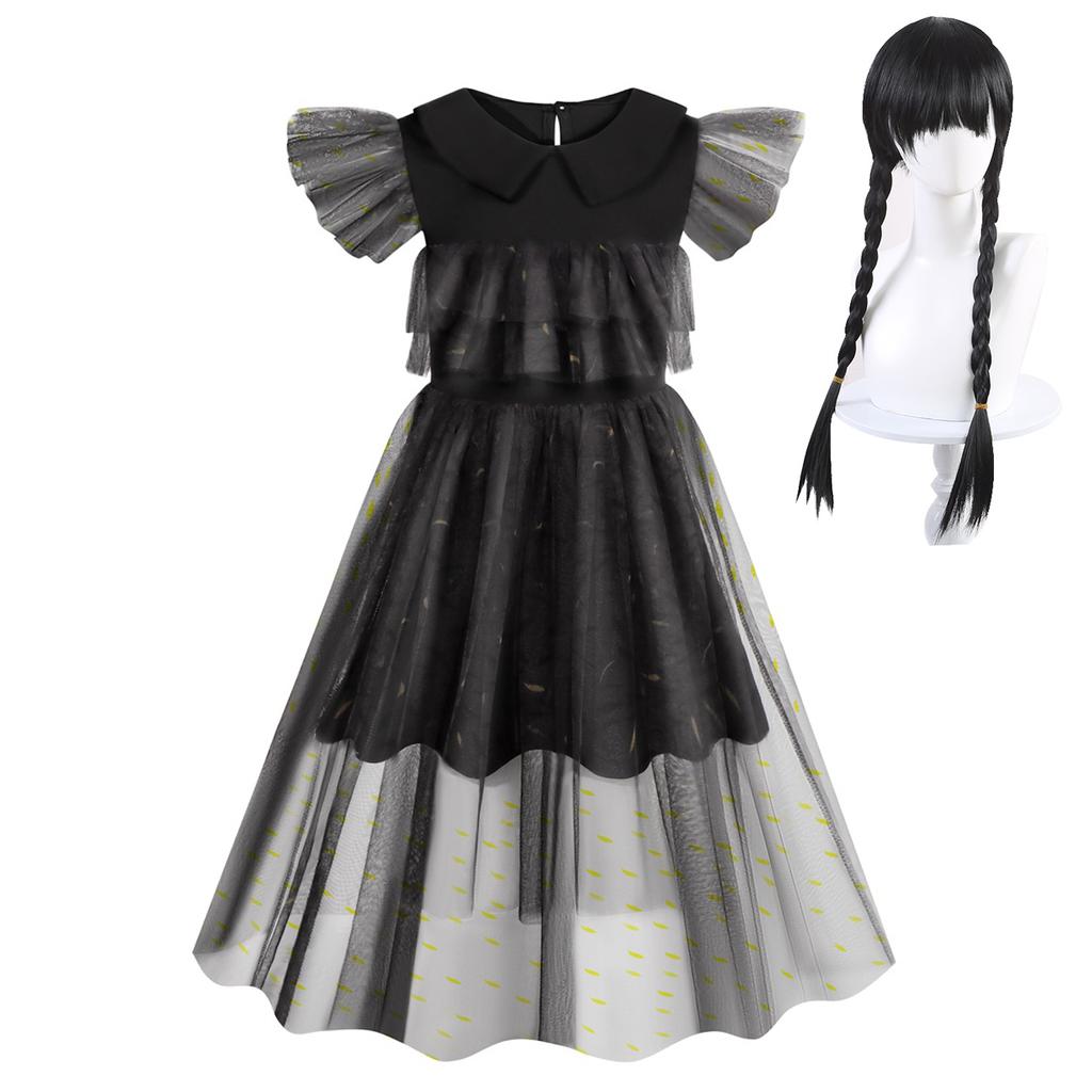 Фильм Среда, платья для косплея, Среда Аддамс, карнавальный костюм, готический ветер, детское платье, костюмы для Хэллоуина