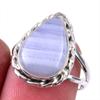 Natural Blue Lace Agate Gemstone 925 Solid Sterling Silver Jewelry Ring S.7 w8S00