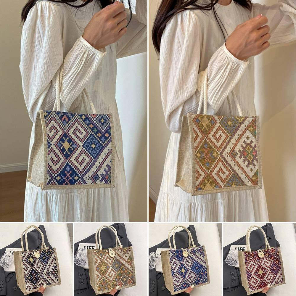 Ручная сумка для покупок, сумка для подмышек, модная льняная сумка-тоут для женщин
