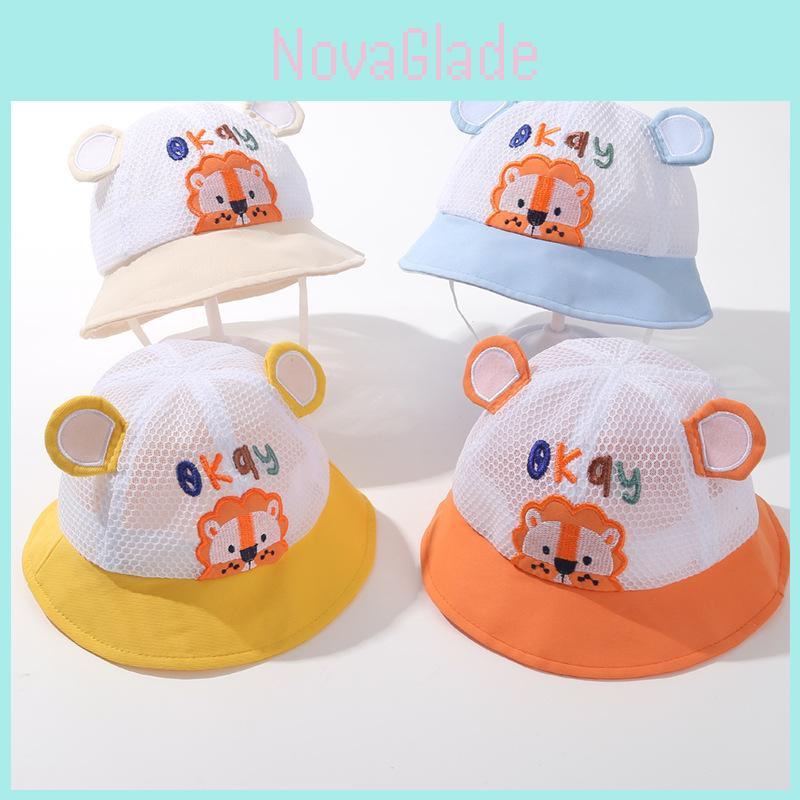 Baby Boys Girls Cartoon Lion Mesh Sun Hat With Uv Protection For Outdoor Activities