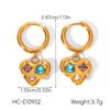 Geometric diamond-encrusted stainless steel earrings, irregular heart-shaped titanium steel drop earrings, light luxury fashion