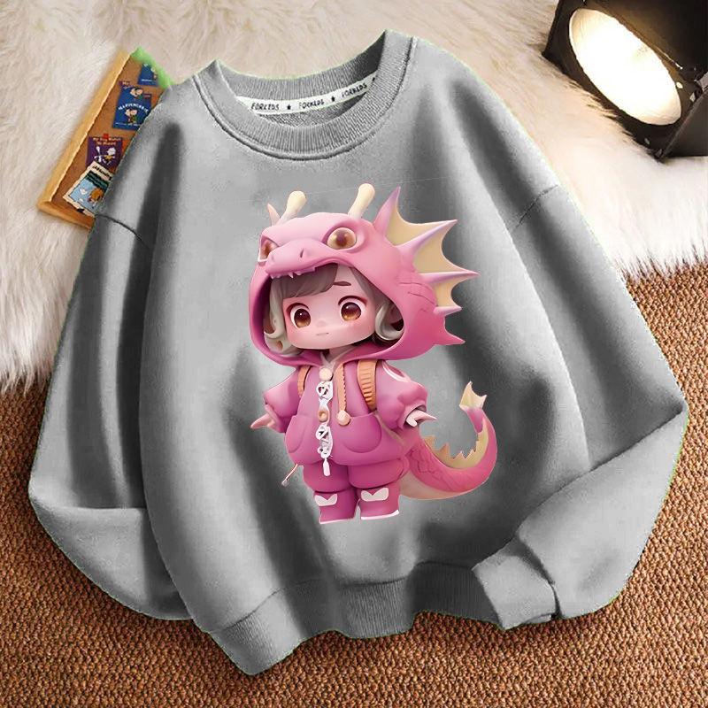 Милые толстовки с круглым вырезом и капюшоном с динозаврами для детей, модные толстовки с длинными рукавами для мальчиков и девочек на весну и осень