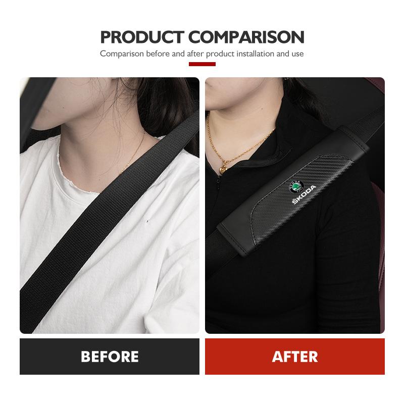 cqmes7 Seat Belt Cover Car Styling Cotton Safety Shoulder Protector Auto Accessories For Skoda Kamiq Karoq Octavia 2 3 Rapid Scala Kami