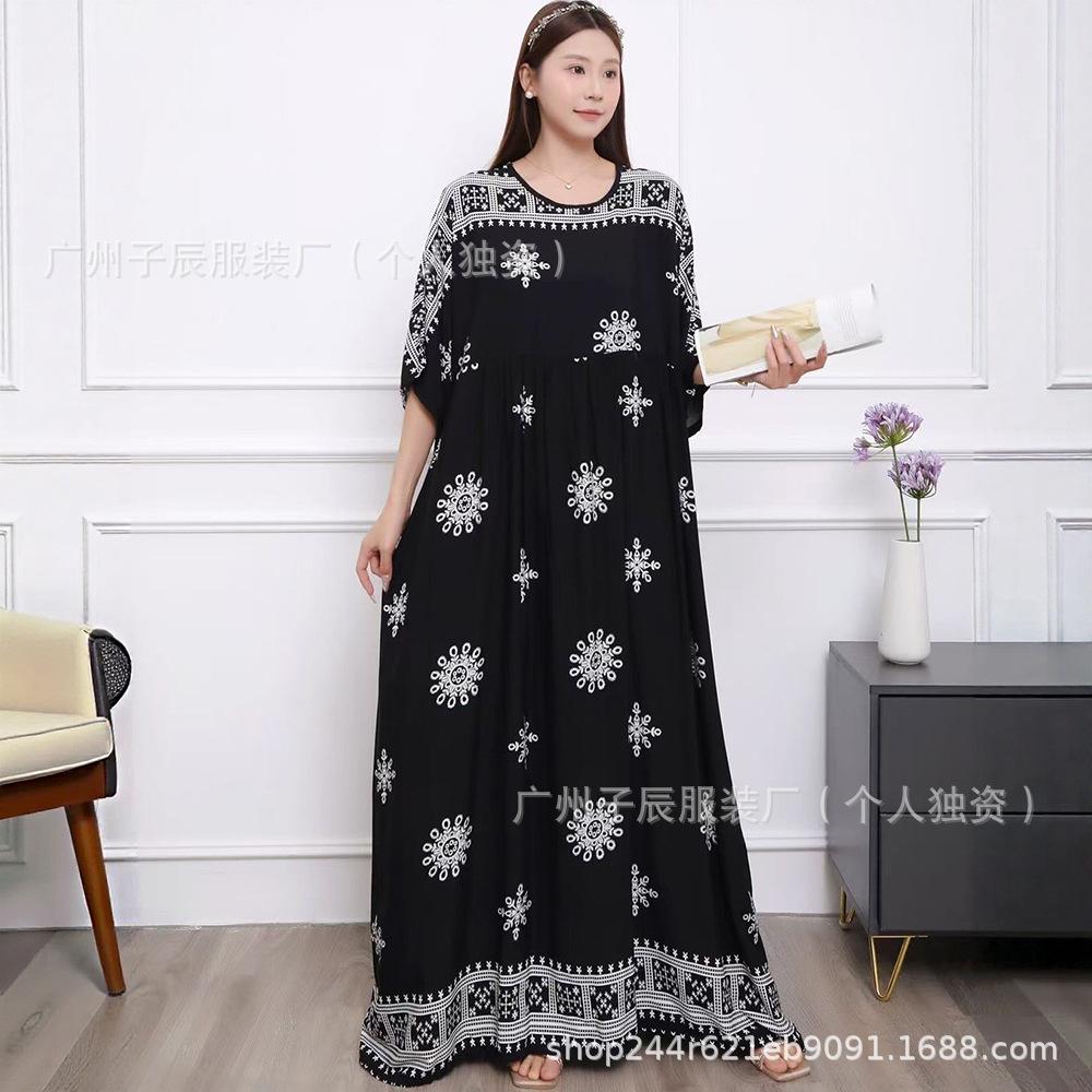 Юго-Восточная Азия 100 кг супер пышное платье пышная девушка плюс короткий рукав платье для беременных свободная цветочная пляжная длинная юбка