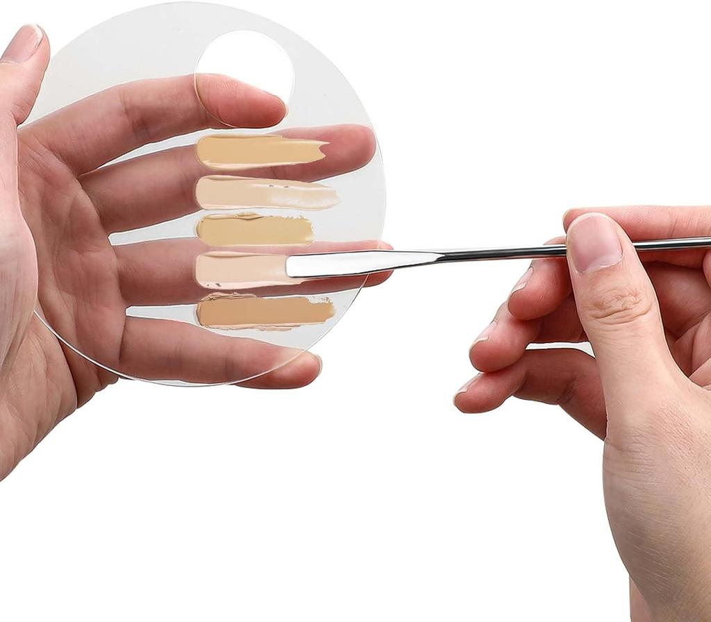 Профессиональная акриловая палитра для макияжа - лоток для смешивания тональной основы с отверстиями для пальцев, различные формы для косметической растушевки и нейл-арта