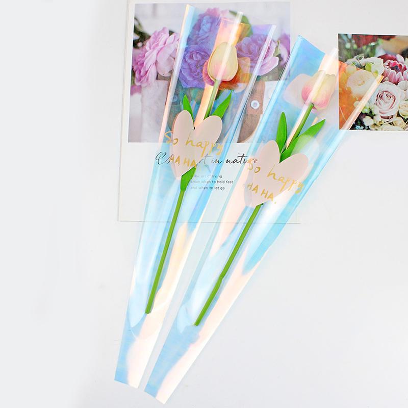 50 шт./пакет упаковочный пакет для букета ко Дню святого Валентина упаковочный пакет прозрачный целлофан цветочные обертки 45x12 см