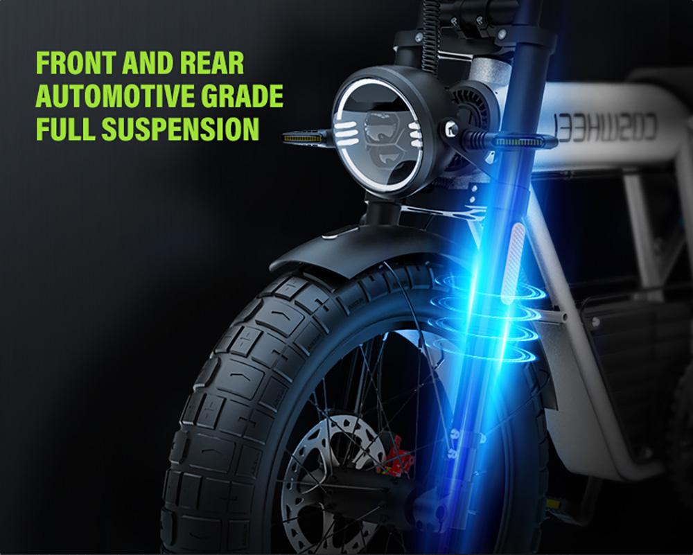 Электрический велосипед COSWHEEL CT20S, двигатель 1500 Вт, аккумулятор 60 В, 27,5 Ач, внедорожная шина 20*5,0 дюйма, максимальная скорость 65 км/ч, максимальный запас хода 160 км, 7-скоростная система Shimano