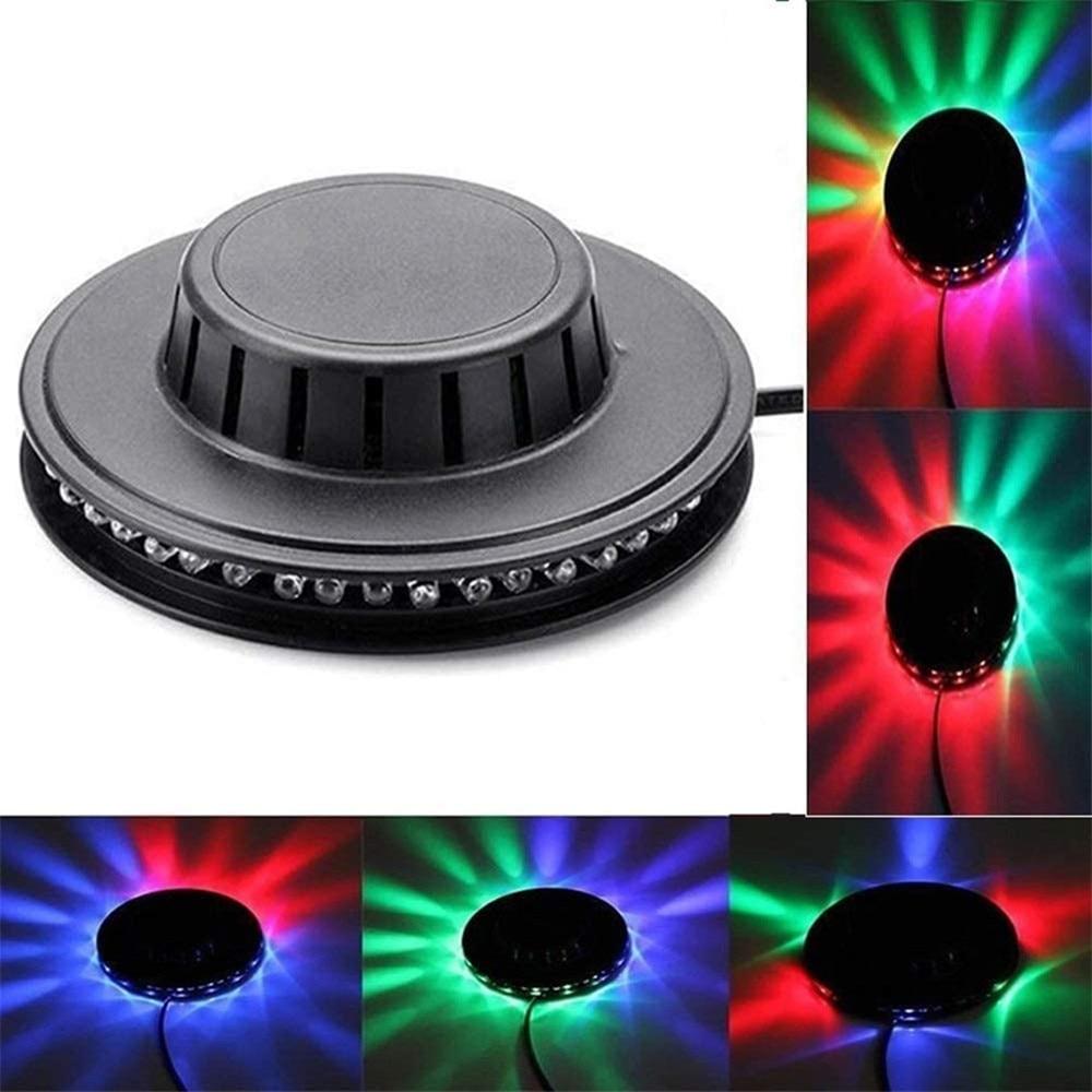Mini UFO 48 LED Strobe Stage Light Voice Control Multicolor Rotating Disco Party Lights for Christmas Ktv Background Wall Light