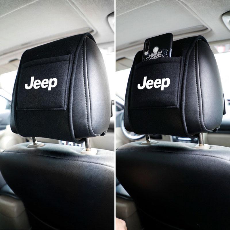 Car Styling Headrest Cover Anti-dirty Seat Pillow Pad For Jeep Grand Cherokee Wrangler JK Gladiator Compass Renegade Patriot AJS1