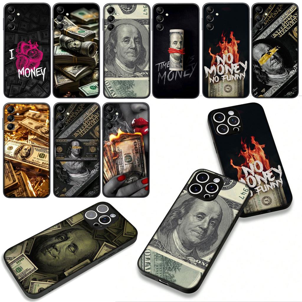 Золотой Денежный Чехол 100 D-Долларов для Samsung Galaxy A25 A37 A57 A12 A14 A31 A41 A50 A51 A70 A71 A72 A21S A04 M15 Note 20 9 8 10