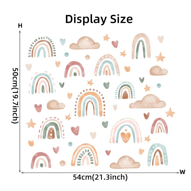 Bohemia Style Boho Rainbow Hearts Stars Pattern Wall Stickers For Kids Room Decor Baby Nursery Room Wall Decals