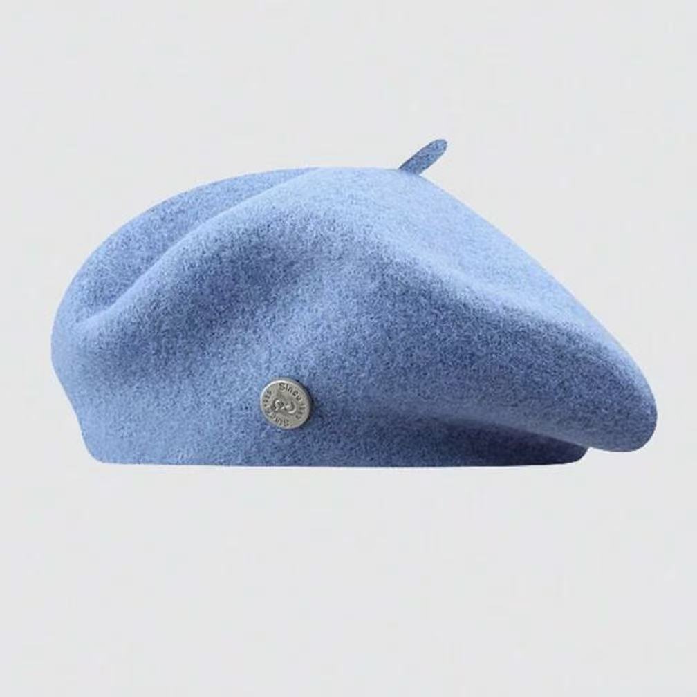 New black woolen beret women's autumn and winter British face small high-end painter hat