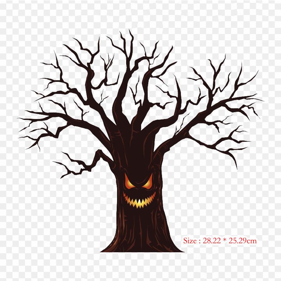 Halloween Dead Tree Tree Silhouette Iron On Heat Transfer Printing Vinyl Patches Sticker for Clothes DIY Appliques Washable Patches